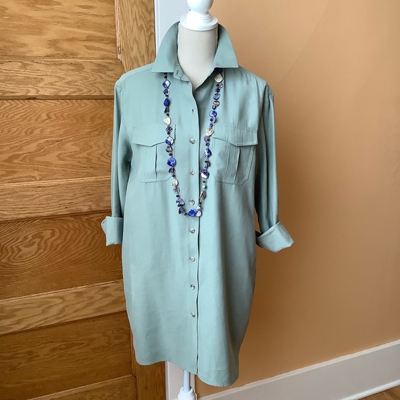 RD STYLE Penelope Cargo Pocket Shirt Dress in Lily Pad Size S - Picture 2 of 16